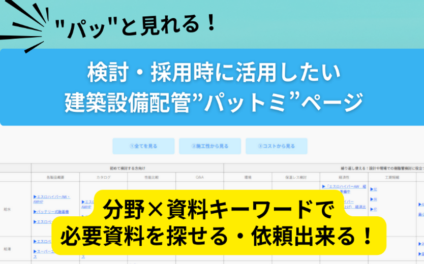 「パっと見て分かる」建築設備配管パットミページ
