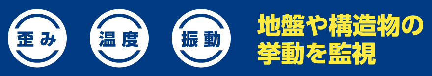 歪み・温度・振動 地盤や構造物の挙動を監視