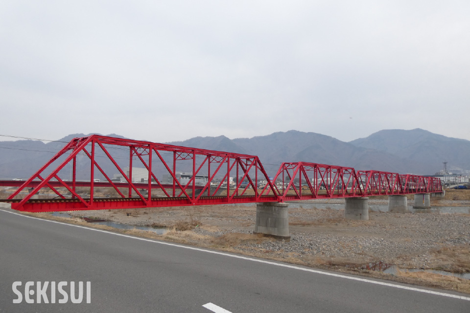 復旧された千曲川橋梁 (手前1スパンが落橋箇所)